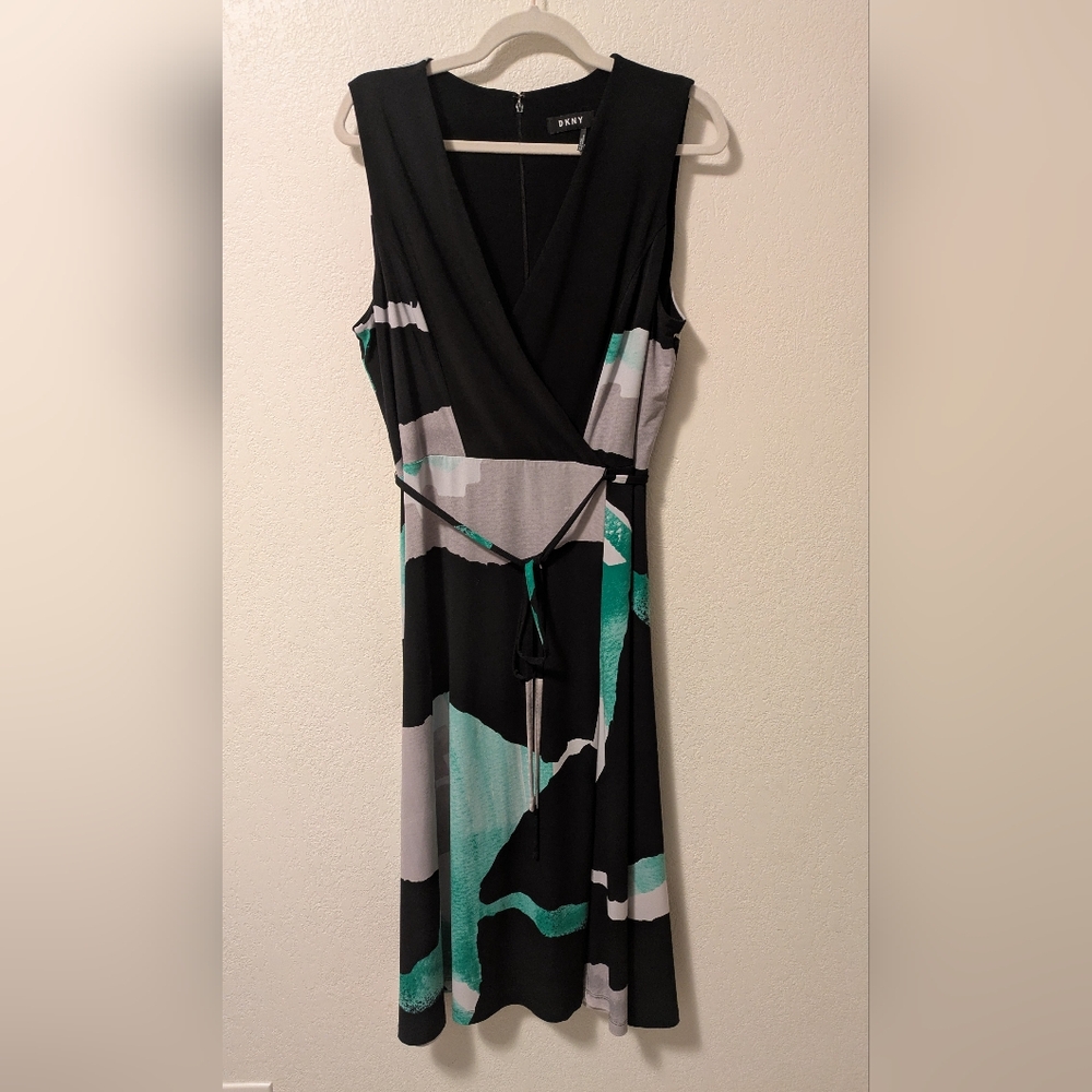 DKNY Black and Teal Midi Dress - Picture 2 of 6